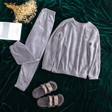 Load image into Gallery viewer, Autumn and Winter Flannel Women Pyjamas Sets Sleepwear Home Clothing Thick Warm Coral Velvet Female Nightgown Suit Pijama