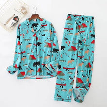 Load image into Gallery viewer, Cute white bear 100% brushed cotton men pajama sets Autumn Casual fashion animal sleepwear men homewear sexy pijamas mujer