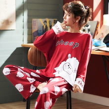 Load image into Gallery viewer, Couple Pajamas Set Spring And Autumn 100% Cotton Cartoon Women Pyjamas Plus Size M-3XL Long Sleeve Sleepwear Men Lounge Pijama