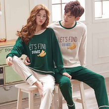 Load image into Gallery viewer, 2019 Couple Pajama Set Cotton Pijamas Long Sleeve Sleepwear His-and-her Home Suit Pyjama For Lover Man Woman Lovers' Clothes