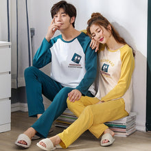 Load image into Gallery viewer, 2019 Couple Pajama Set Cotton Pijamas Long Sleeve Sleepwear His-and-her Home Suit Pyjama For Lover Man Woman Lovers' Clothes