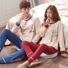 Load image into Gallery viewer, 2019 Couple Pajama Set Cotton Pijamas Long Sleeve Sleepwear His-and-her Home Suit Pyjama For Lover Man Woman Lovers' Clothes