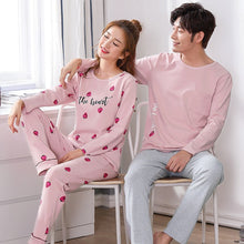 Load image into Gallery viewer, 2019 Couple Pajama Set Cotton Pijamas Long Sleeve Sleepwear His-and-her Home Suit Pyjama For Lover Man Woman Lovers' Clothes