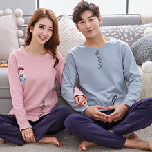 Load image into Gallery viewer, 2019 Couple Pajama Set Cotton Pijamas Long Sleeve Sleepwear His-and-her Home Suit Pyjama For Lover Man Woman Lovers' Clothes