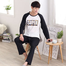 Load image into Gallery viewer, Autumn New long sleeve pijama stripe pajamas set for male plus size sleep clothing casual nightie sleepwear men pyjamas suit