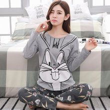 Load image into Gallery viewer, Couple Pajamas Set Spring And Autumn 100% Cotton Cartoon Women Pyjamas Plus Size M-3XL Long Sleeve Sleepwear Men Lounge Pijama