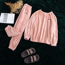 Load image into Gallery viewer, Autumn and Winter Flannel Women Pyjamas Sets Sleepwear Home Clothing Thick Warm Coral Velvet Female Nightgown Suit Pijama