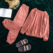 Load image into Gallery viewer, Autumn and Winter Flannel Women Pyjamas Sets Sleepwear Home Clothing Thick Warm Coral Velvet Female Nightgown Suit Pijama