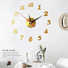 Load image into Gallery viewer, 2019 New Clock Watch Wall Clocks 3D DIY Wall Clock Acrylic Mirror Stickers  Home Decoration Living Room Quartz Needle