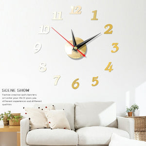 2019 New Clock Watch Wall Clocks 3D DIY Wall Clock Acrylic Mirror Stickers  Home Decoration Living Room Quartz Needle