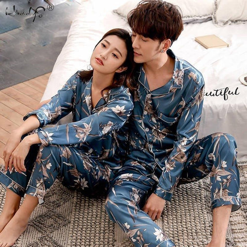 Lovers Winter Pajamas Couples Unisex Silk Sleepwear Soft Pyjama Sets Nightgown Women Pajama Sets Long Sleeve Men Lounge Pijamas