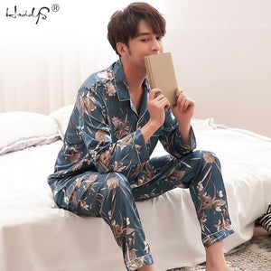 Lovers Winter Pajamas Couples Unisex Silk Sleepwear Soft Pyjama Sets Nightgown Women Pajama Sets Long Sleeve Men Lounge Pijamas