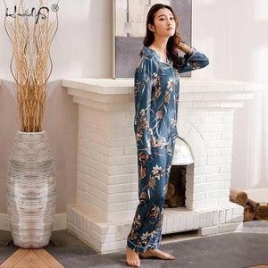 Lovers Winter Pajamas Couples Unisex Silk Sleepwear Soft Pyjama Sets Nightgown Women Pajama Sets Long Sleeve Men Lounge Pijamas