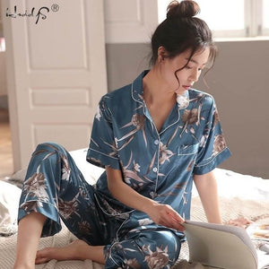 Lovers Winter Pajamas Couples Unisex Silk Sleepwear Soft Pyjama Sets Nightgown Women Pajama Sets Long Sleeve Men Lounge Pijamas