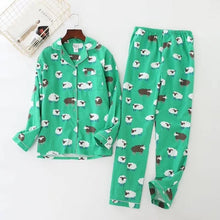 Load image into Gallery viewer, Cute white bear 100% brushed cotton men pajama sets Autumn Casual fashion animal sleepwear men homewear sexy pijamas mujer