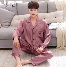 Load image into Gallery viewer, Luxury Pajama suit Satin Silk Pajamas Sets Couple Sleepwear Family Pijama Lover Night Suit Men &amp; Women Casual Home Clothing