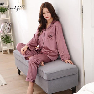 Luxury Pajama suit Satin Silk Pajamas Sets Couple Sleepwear Family Pijama Lover Night Suit Men & Women Casual Home Clothing