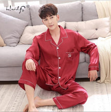 Load image into Gallery viewer, Luxury Pajama suit Satin Silk Pajamas Sets Couple Sleepwear Family Pijama Lover Night Suit Men &amp; Women Casual Home Clothing