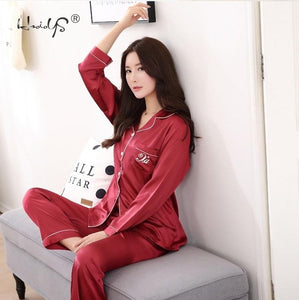 Luxury Pajama suit Satin Silk Pajamas Sets Couple Sleepwear Family Pijama Lover Night Suit Men & Women Casual Home Clothing