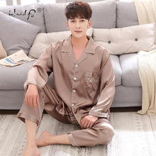 Load image into Gallery viewer, Luxury Pajama suit Satin Silk Pajamas Sets Couple Sleepwear Family Pijama Lover Night Suit Men &amp; Women Casual Home Clothing