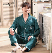 Load image into Gallery viewer, Luxury Pajama suit Satin Silk Pajamas Sets Couple Sleepwear Family Pijama Lover Night Suit Men &amp; Women Casual Home Clothing