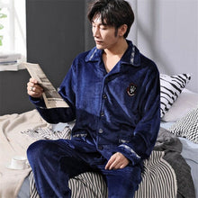 Load image into Gallery viewer, 2019 Winter Pajamas For Men Thick Flannel Sleepwear Suit 2 Pcs Pyjama Homme Warm Casual Home Clothing Pijama Hombre