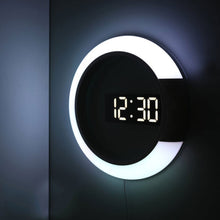 Load image into Gallery viewer, 3D LED Digital Table Clock Alarm Mirror Hollow Wall Clock Modern Design Nightlight Wall Watch For Home Living Room Decorations