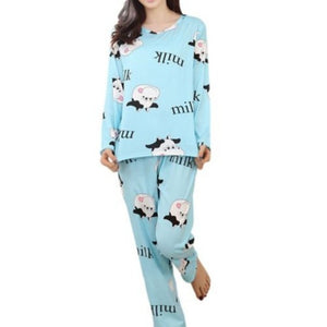 Women Pajamas Suits Indoor Cartoon Clothing Home Suit Sleepwear Long Sleeve Pyjamas Sets