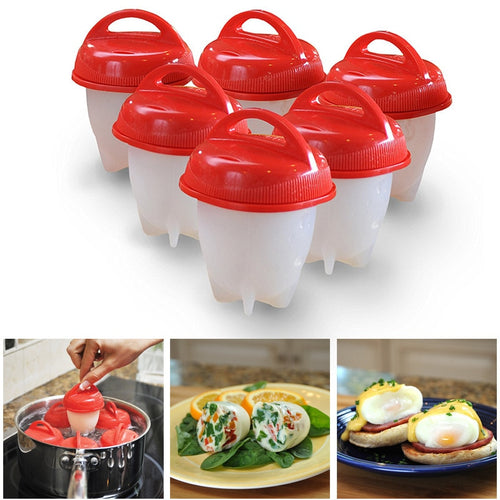 TV New Products Non-stick Silica Gel Egg Cup Cooking Egg Boiler Cooking Cook Eggs 6 Pieces Egg Steamer Kitchen Tools