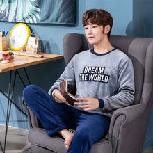 Load image into Gallery viewer, christmas pijamas men Winter Thick Warm Flannel Mens Pajama Set Long Sleeve Coral Velvet Sleepwear Suit Loungewear Home Clothes