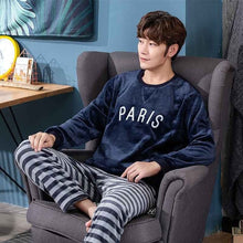 Load image into Gallery viewer, christmas pijamas men Winter Thick Warm Flannel Mens Pajama Set Long Sleeve Coral Velvet Sleepwear Suit Loungewear Home Clothes