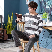 Load image into Gallery viewer, christmas pijamas men Winter Thick Warm Flannel Mens Pajama Set Long Sleeve Coral Velvet Sleepwear Suit Loungewear Home Clothes