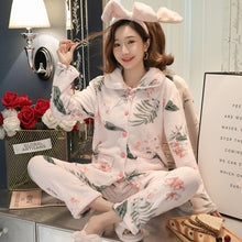 Load image into Gallery viewer, Winter Warm Sweet Flannel Pajamas set Lady cute Pyjamas sleepwear Suit Female Home Clothing Women&#39;s Pajamas Sets