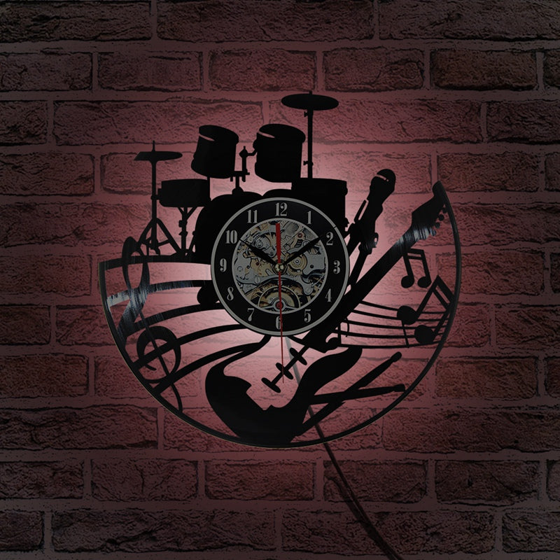 Modern Design Musical Theme ecorative Black Art Watch Clock Home Decor CD Vinyl Record Wall Clock