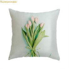 Load image into Gallery viewer, ecorative throw pillow cushion  cover case green plant small fresh Simple flower  for sofa or home