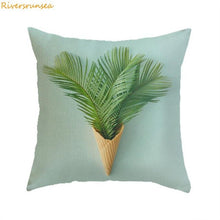 Load image into Gallery viewer, ecorative throw pillow cushion  cover case green plant small fresh Simple flower  for sofa or home