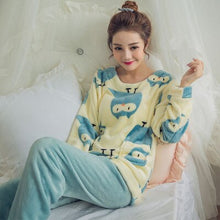 Load image into Gallery viewer, Girls Winter Rabbit Hooded Pajamas Set Sleepwear Cartoon Anime Pyjama Thick Coral Velvet Home Clothing Pijama Feminino Nightwear