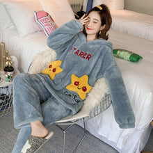 Load image into Gallery viewer, Girls Winter Rabbit Hooded Pajamas Set Sleepwear Cartoon Anime Pyjama Thick Coral Velvet Home Clothing Pijama Feminino Nightwear