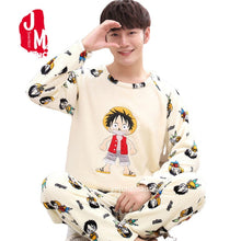 Load image into Gallery viewer, Winter Men&#39;s Pajama Sets Thick Flannel Cartoon Long Sleeve Warm Sleepwear Suit Coral Fleece Sleep &amp;Lounge Pyjama Home Clothing