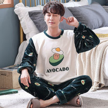 Load image into Gallery viewer, Winter Men&#39;s Pajama Sets Thick Flannel Cartoon Long Sleeve Warm Sleepwear Suit Coral Fleece Sleep &amp;Lounge Pyjama Home Clothing