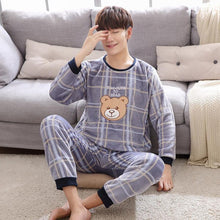 Load image into Gallery viewer, Winter Men&#39;s Pajama Sets Thick Flannel Cartoon Long Sleeve Warm Sleepwear Suit Coral Fleece Sleep &amp;Lounge Pyjama Home Clothing