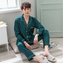 Load image into Gallery viewer, 2018 Pyjama Satin Men Pajama Set Solid Two-Piece Sleep Silk Sleepwear For Men Suit Autumn Long Sleeve Pijama Man Summer Homewear