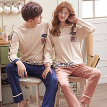 Load image into Gallery viewer, 2019 Couple Pajama Set Cotton Pijamas Long Sleeve Sleepwear His-and-her Home Suit Pyjama For Lover Man Woman Lovers&#39; Clothes