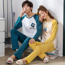 Load image into Gallery viewer, 2019 Couple Pajama Set Cotton Pijamas Long Sleeve Sleepwear His-and-her Home Suit Pyjama For Lover Man Woman Lovers&#39; Clothes