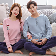 Load image into Gallery viewer, 2019 Couple Pajama Set Cotton Pijamas Long Sleeve Sleepwear His-and-her Home Suit Pyjama For Lover Man Woman Lovers&#39; Clothes