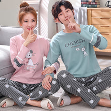 Load image into Gallery viewer, 2019 Couple Pajama Set Cotton Pijamas Long Sleeve Sleepwear His-and-her Home Suit Pyjama For Lover Man Woman Lovers&#39; Clothes