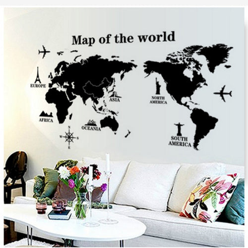 60cm X 90cm Wall Sticker World Map for House Living Room Decoration Decal Stickers Bedroom Decor Wall Stickers Wallpaper Mural