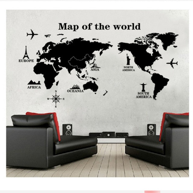 60cm X 90cm Wall Sticker World Map for House Living Room Decoration Decal Stickers Bedroom Decor Wall Stickers Wallpaper Mural