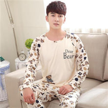 Load image into Gallery viewer, Autumn New long sleeve pijama stripe pajamas set for male plus size sleep clothing casual nightie sleepwear men pyjamas suit