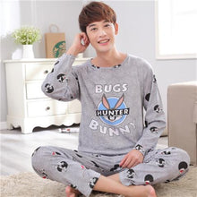 Load image into Gallery viewer, Autumn New long sleeve pijama stripe pajamas set for male plus size sleep clothing casual nightie sleepwear men pyjamas suit